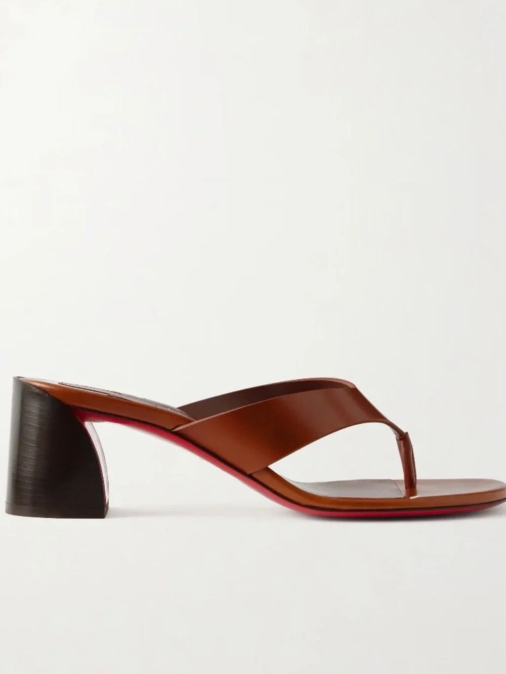 Christian Louboutin JANETONGA 55 Leather Thong Mule Sandals Heels Shoes - Picture 2 of 16